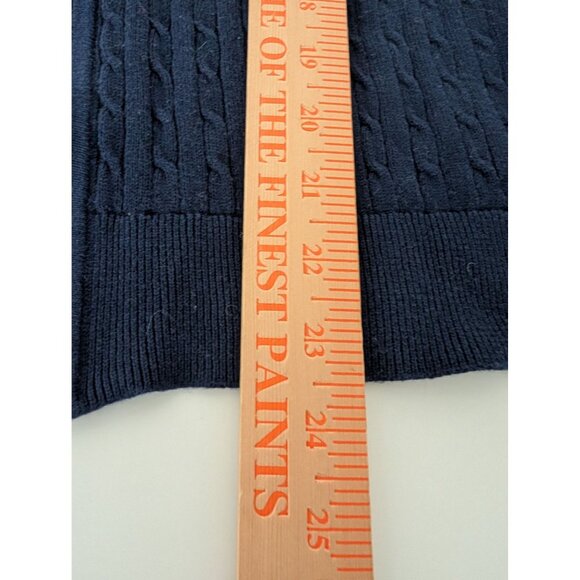 Lauren Ralph Lauren Ribbed Sweater Womens Size Medium Blue Embroidered  Full Zip - Picture 8 of 8